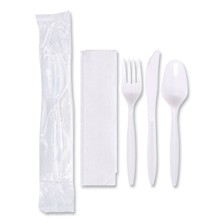 Economy Cutlery Kit, Fork/knife/spoon/napkin, White, 250/carton 1