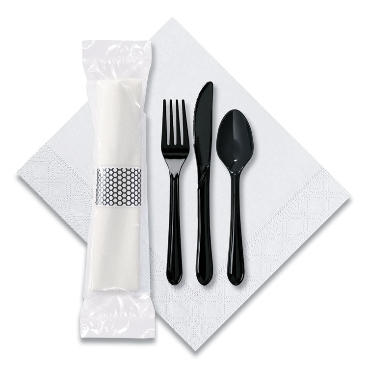 Caterwrap Cater To Go Express Cutlery Kit, Fork/knife/spoon/napkin, Black, 100/carton 1