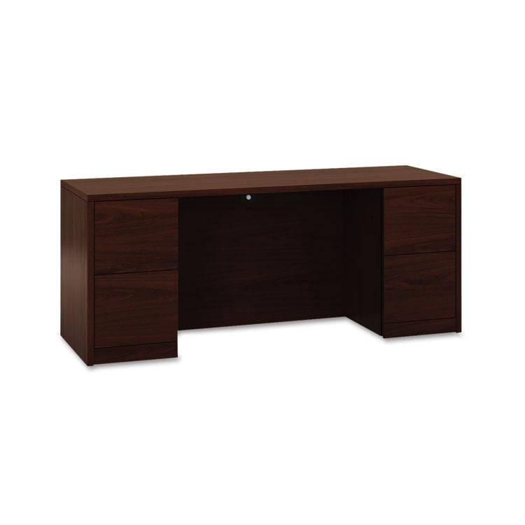 10500 Series Kneespace Credenza With Full-Height Pedestals, 72w x 24d x 29.5h, Mahogany 1