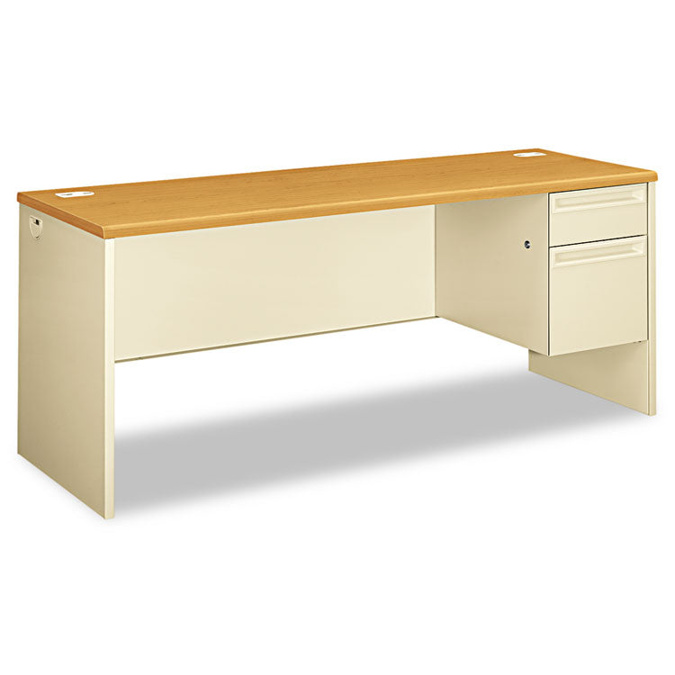 38000 Series Right Pedestal Credenza, 72w X 24d X 29.5h, Harvest/putty 1