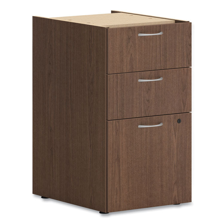 Mod Support Pedestal, Left Or Right, 3-Drawers: Box/box/file, Legal/letter, Sepia Walnut, 15" X 20" X 28" 1