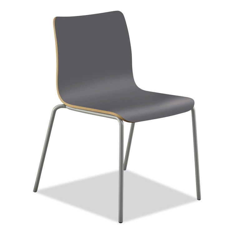 Ruck Laminate Chair, Supports Up to 300 lb, 18" Seat Height, Charcoal Seat/Back, Silver Base 1