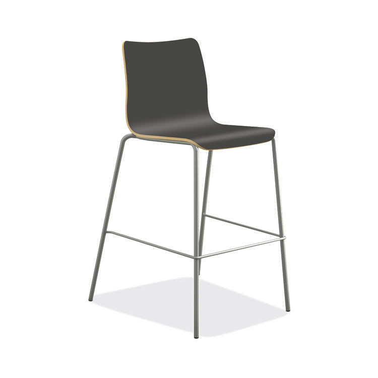 Ruck Laminate Stool, Up to 300 lbs, 30" Seat Height, Charcoal Seat, Charcoal Back, Silver Base 1