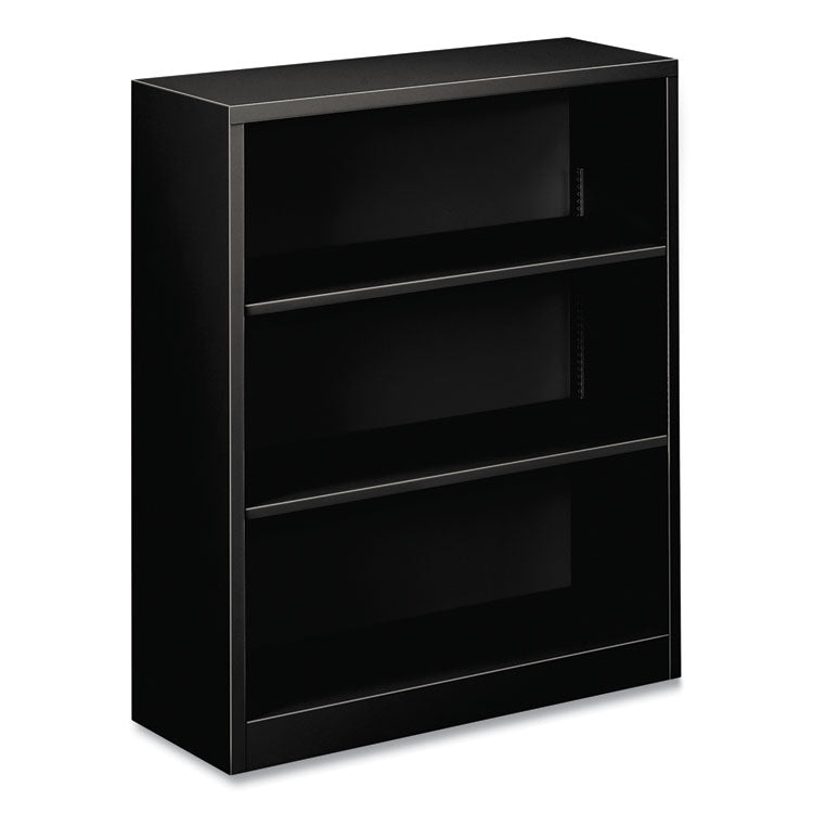 Metal Bookcase, Three-Shelf, 34.5w x 12.63d x 41h, Black 1