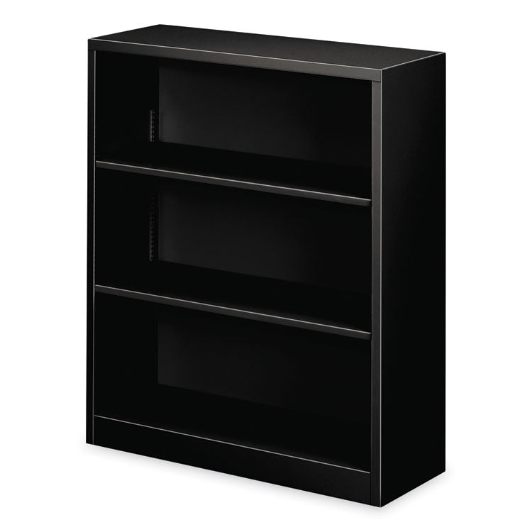 Metal Bookcase, Three-Shelf, 34.5w x 12.63d x 41h, Black 2