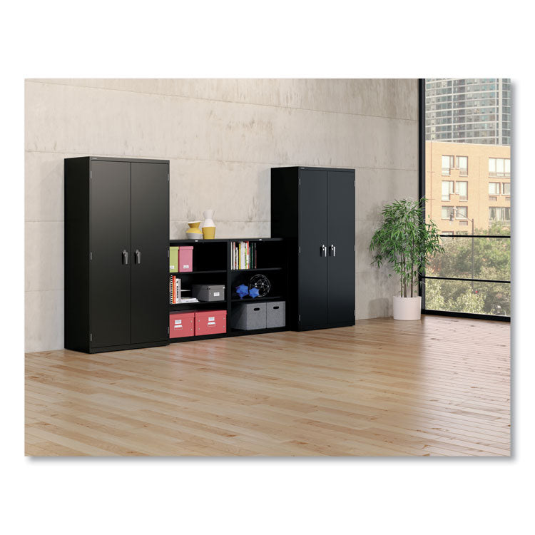 Metal Bookcase, Three-Shelf, 34.5w x 12.63d x 41h, Black 5