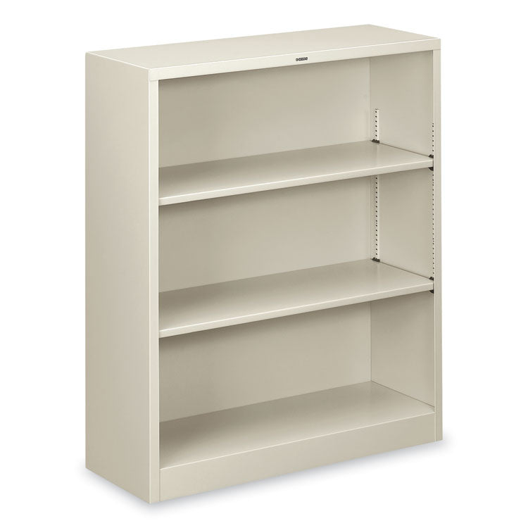 Metal Bookcase, Three-Shelf, 34.5w x 12.63d x 41h, Light Gray 1