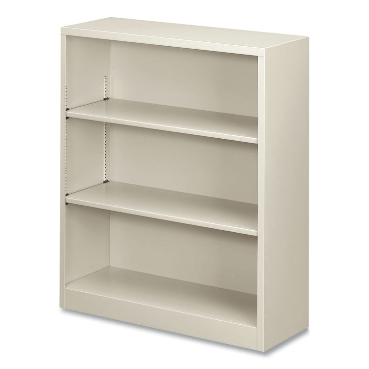 Metal Bookcase, Three-Shelf, 34.5w x 12.63d x 41h, Light Gray 2