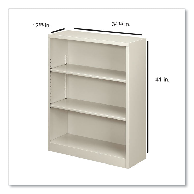 Metal Bookcase, Three-Shelf, 34.5w x 12.63d x 41h, Light Gray 4