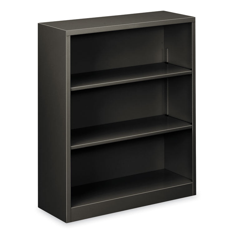 Metal Bookcase, Three-Shelf, 34.5w x 12.63d x 41h, Charcoal 1