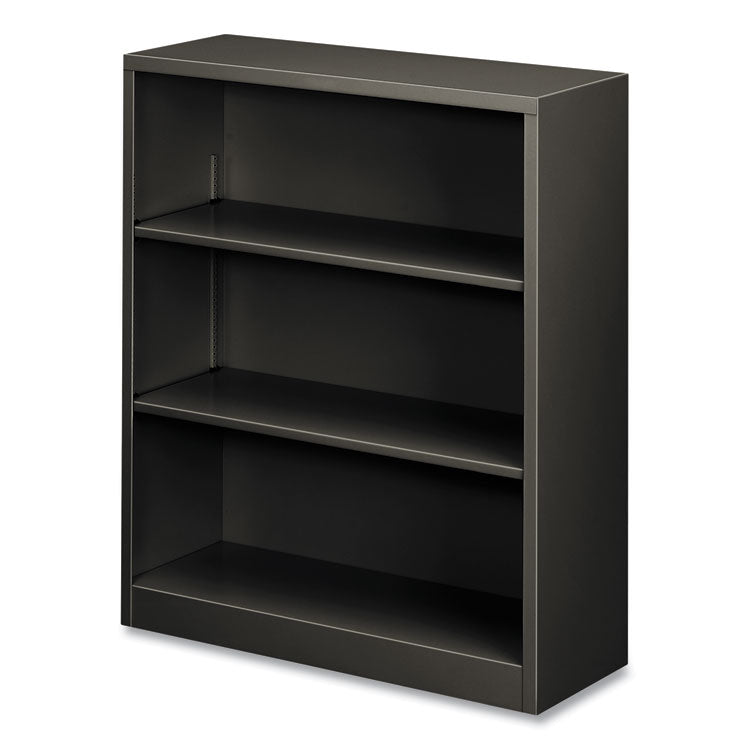 Metal Bookcase, Three-Shelf, 34.5w x 12.63d x 41h, Charcoal 2