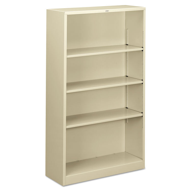 Metal Bookcase, Four-Shelf, 34.5w x 12.63d x 59h, Putty 1