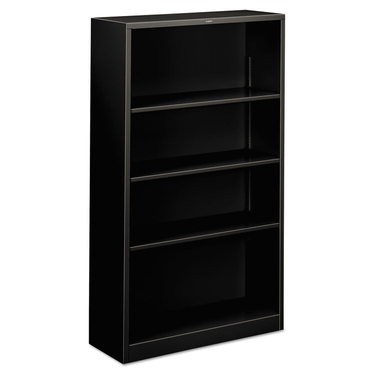 Metal Bookcase, Four-Shelf, 34.5w x 12.63d x 59h, Black 1