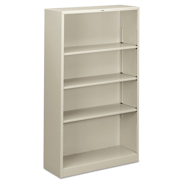 Metal Bookcase, Four-Shelf, 34.5w x 12.63d x 59h, Light Gray 1