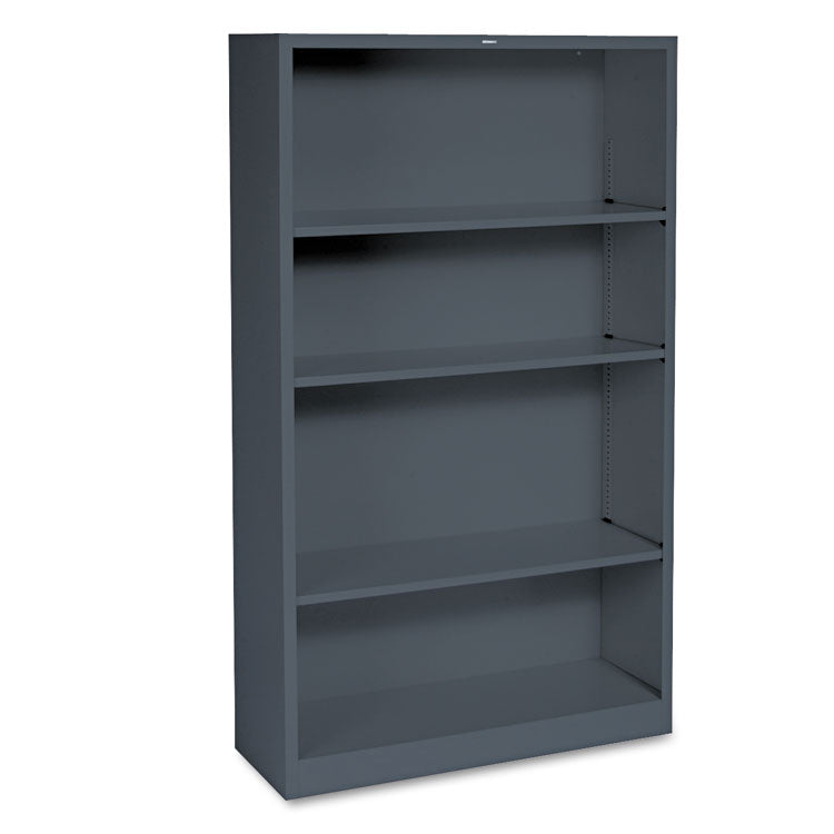 Metal Bookcase, Four-Shelf, 34.5w x 12.63d x 59h, Charcoal 1