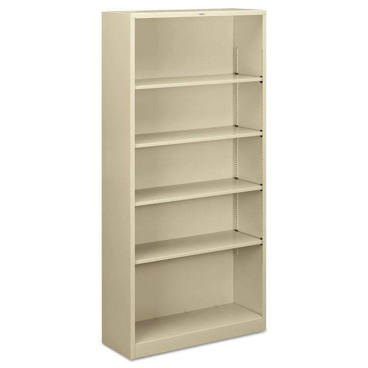 Metal Bookcase, Five-Shelf, 34.5w x 12.63d x 71h, Putty 1