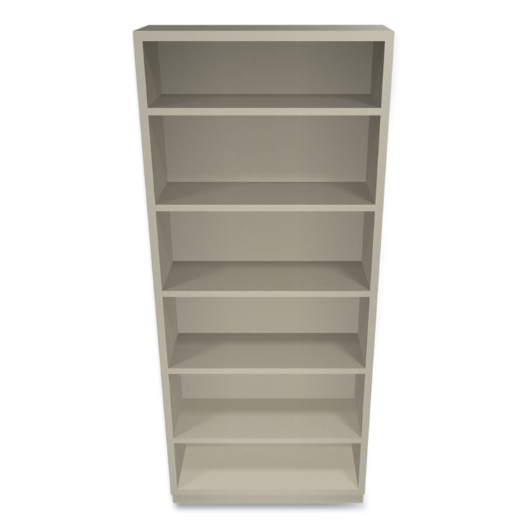 Metal Bookcase, Six-Shelf, 34.5w x 12.63d x 81.13h, Putty 2