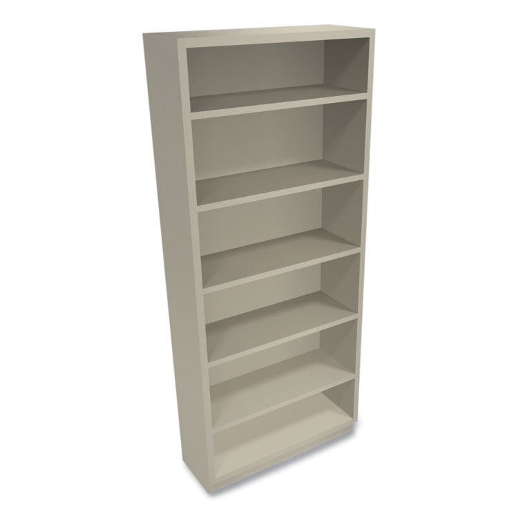 Metal Bookcase, Six-Shelf, 34.5w x 12.63d x 81.13h, Putty 3