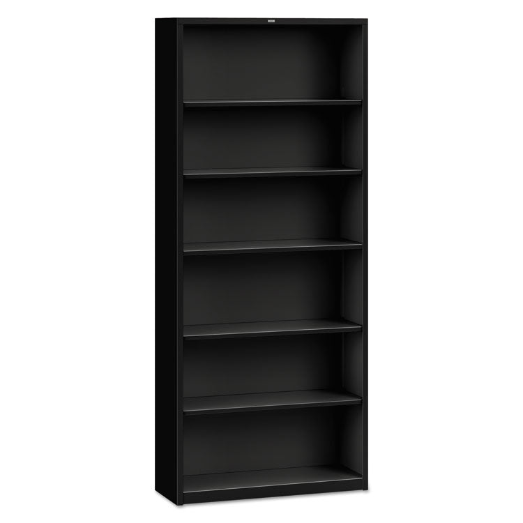 Metal Bookcase, Six-Shelf, 34.5w x 12.63d x 81.13h, Black 1