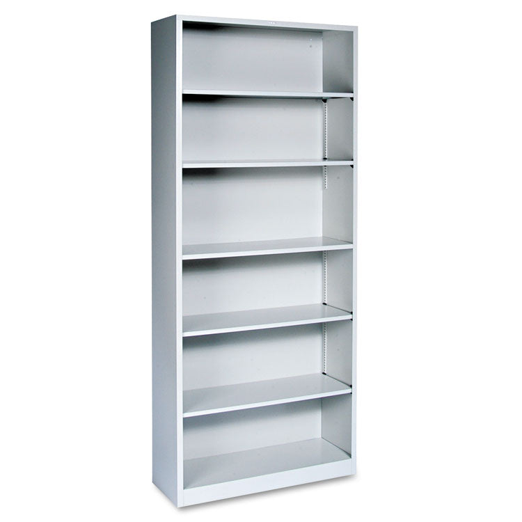 Metal Bookcase, Six-Shelf, 34.5w x 12.63d x 81.13h, Light Gray 1