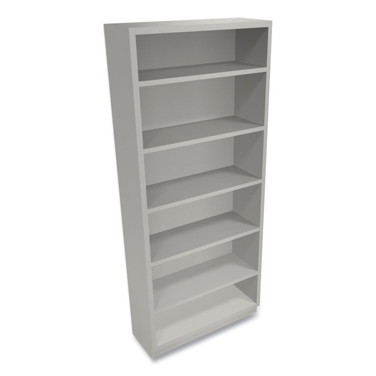 Metal Bookcase, Six-Shelf, 34.5w x 12.63d x 81.13h, Light Gray 3