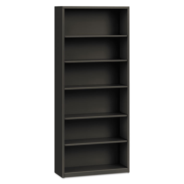 Metal Bookcase, Six-Shelf, 34.5w x 12.63d x 81.13h, Charcoal 1