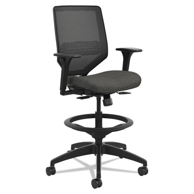 Solve Series Mesh Back Task Stool, Supports Up To 300 Lb, 23" To 33" Seat Height, Ink Seat/back, Black Base 1