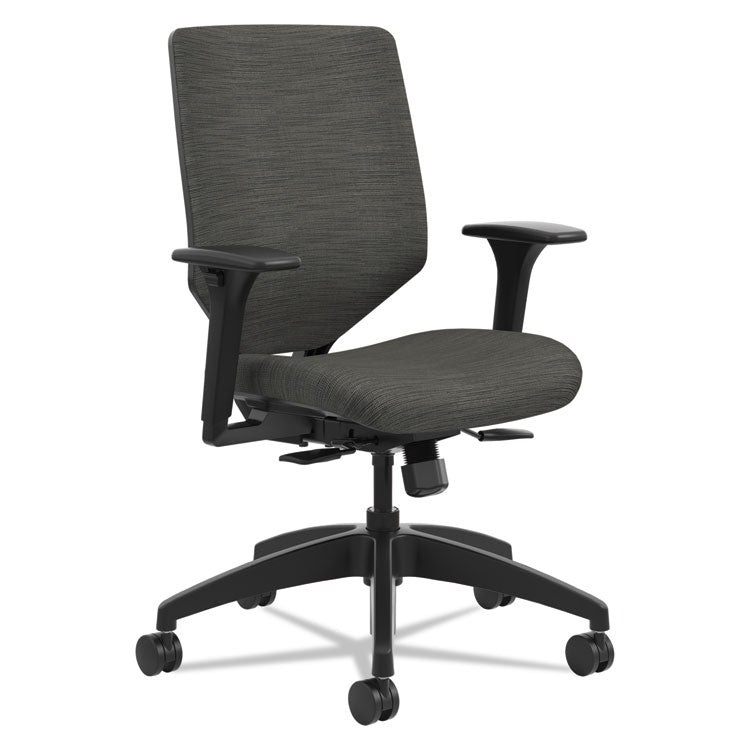 Solve Series Upholstered Back Task Chair, Supports Up To 300 Lb, 17" To 22" Seat Height, Ink Seat/back, Black Base 1