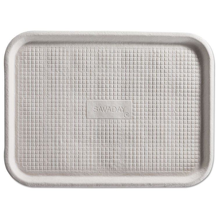 Savaday Molded Fiber Flat Food Tray, 1-Compartment, 16 x 12, White, Paper, 200/Carton 1