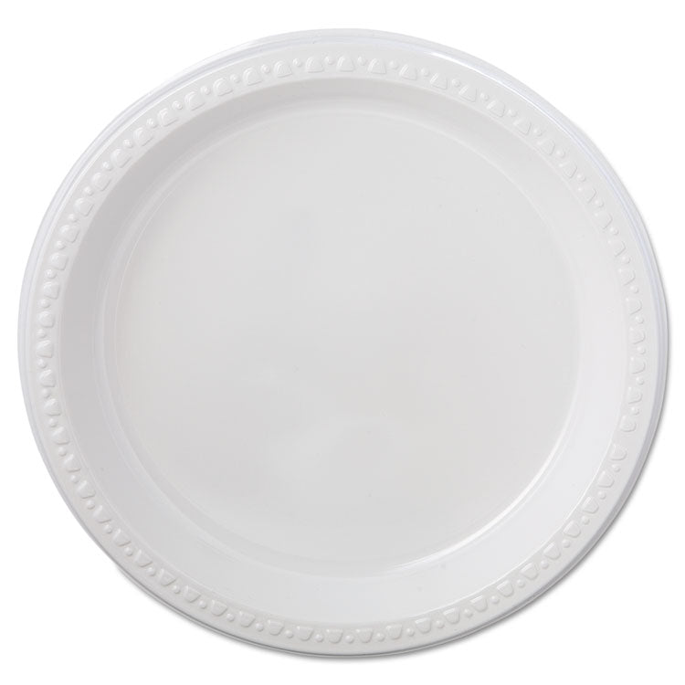 Heavyweight Plastic Plates, 9" Dia, White, 125/pack, 4 Packs/carton 1