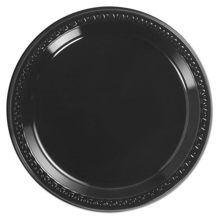 Heavyweight Plastic Plates, 9" Dia, Black, 125/pack, 4 Packs/carton 1