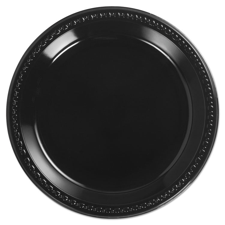 Heavyweight Plastic Plates, 10.25" Dia, Black, 125/pack, 4 Packs/carton 1