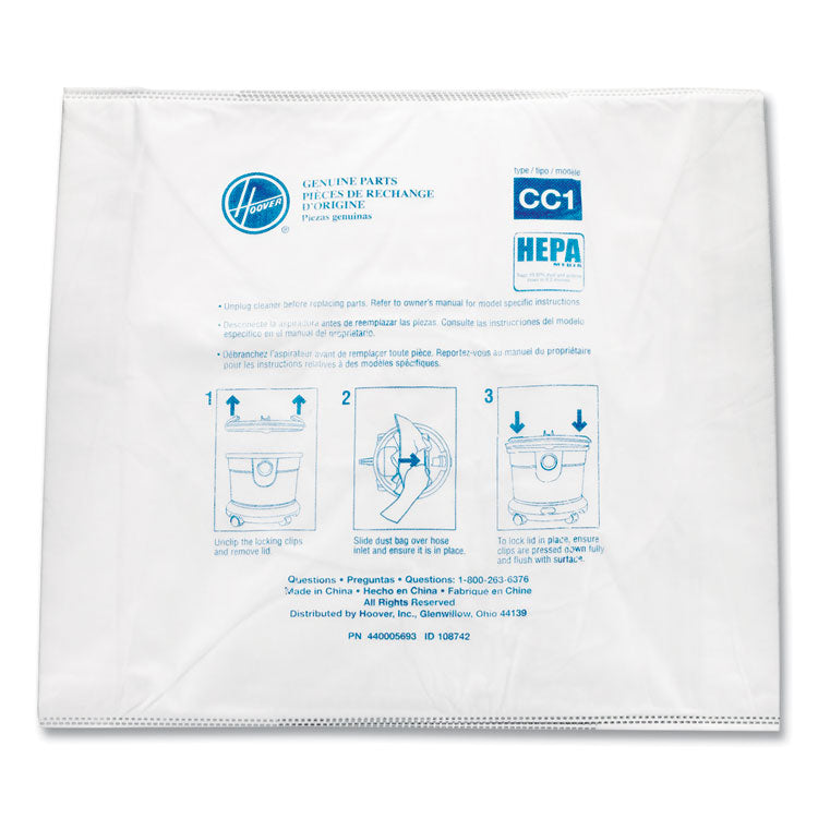 Disposable Vacuum Bags, Hepa Cc1, 10/pack 1