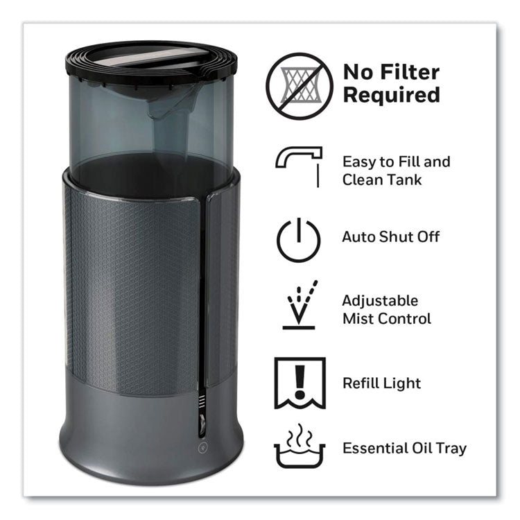 Filter Free Ultrasonic Cool Mist Humidifier, 1.25 gal, 8.8 x 8.8 x 13.2, Black 2