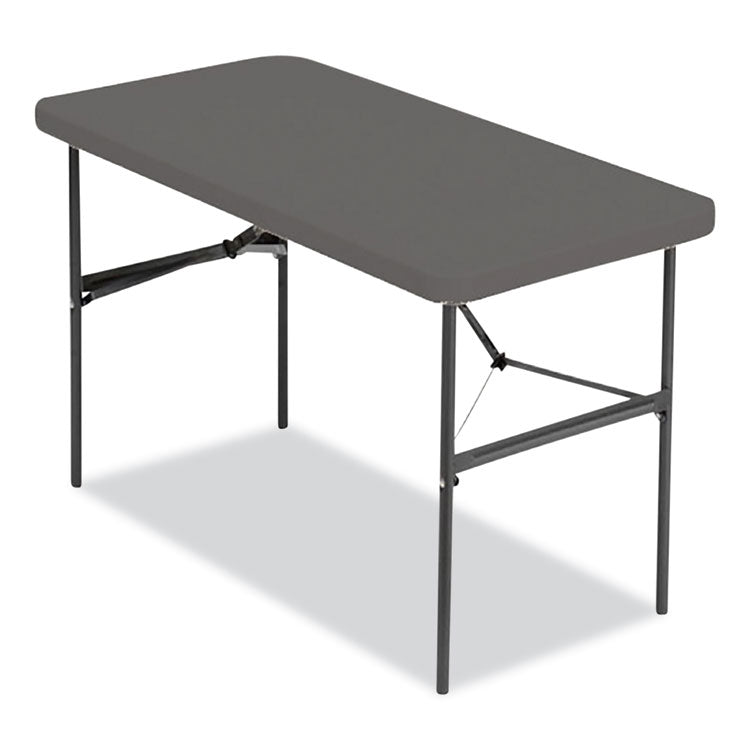 IndestrucTable Commercial Folding Table, Rectangular, 48" x 24" x 29", Charcoal Top, Charcoal Base/Legs 1