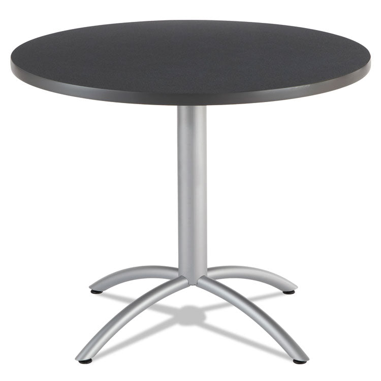 CafeWorks Table, Cafe-Height, Round, 36" x 30", Graphite Granite Top, Silver Base 1