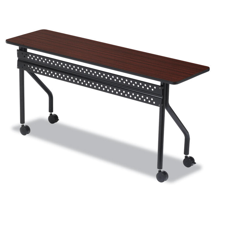 OfficeWorks Mobile Training Table, Rectangular, 72" x 18" x 29", Mahogany/Black 1