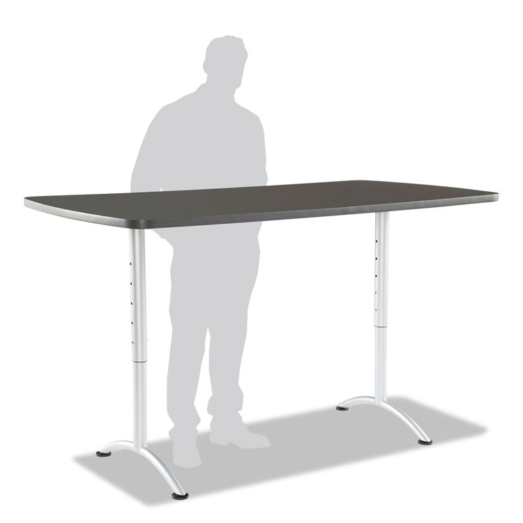 ARC Adjustable-Height Table, Rectangular, 36" x 72" x 30" to 42", Graphite Top, Silver Base 2