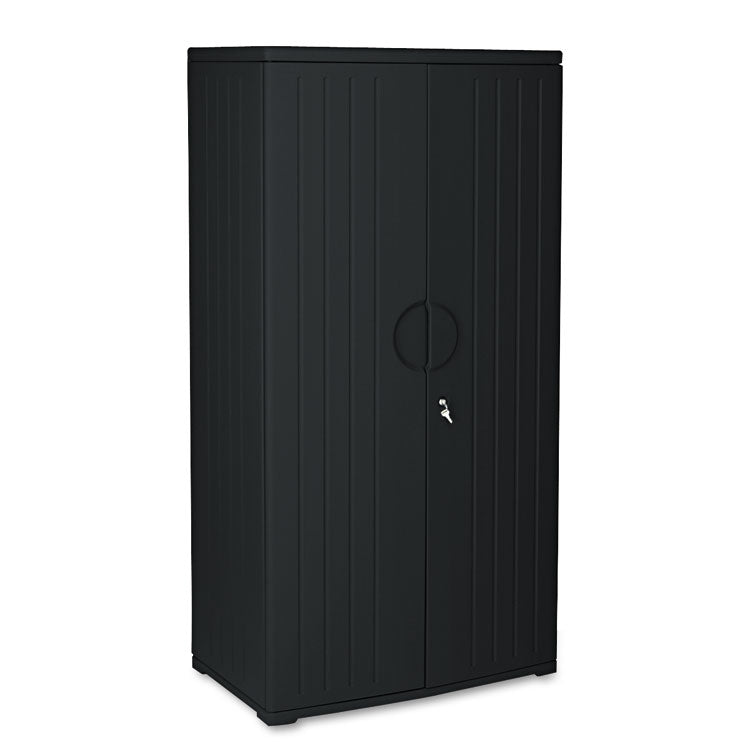 Rough n Ready Storage Cabinet, Four-Shelf, 36w x 22d x 72h, Black 2