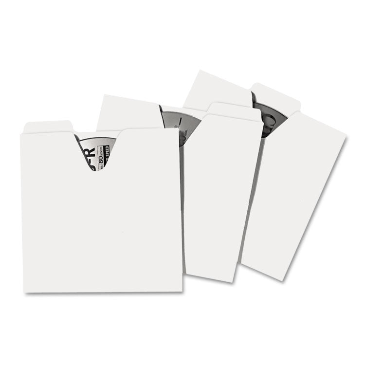 CD File Folders, 1 Disc Capacity, White, 100/Pack 3