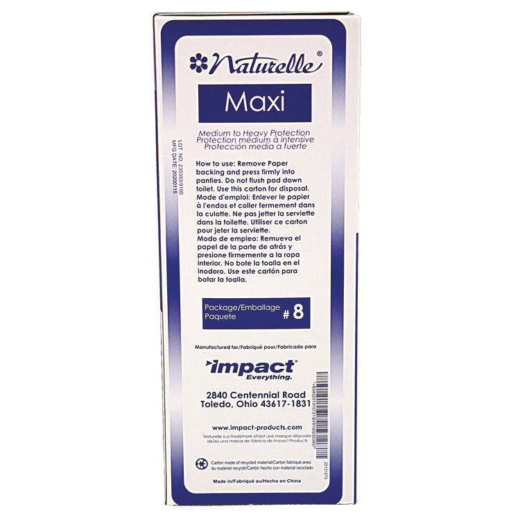 Naturelle Maxi Pads, #8 Ultra Thin, 250 Individually Wrapped/carton 4