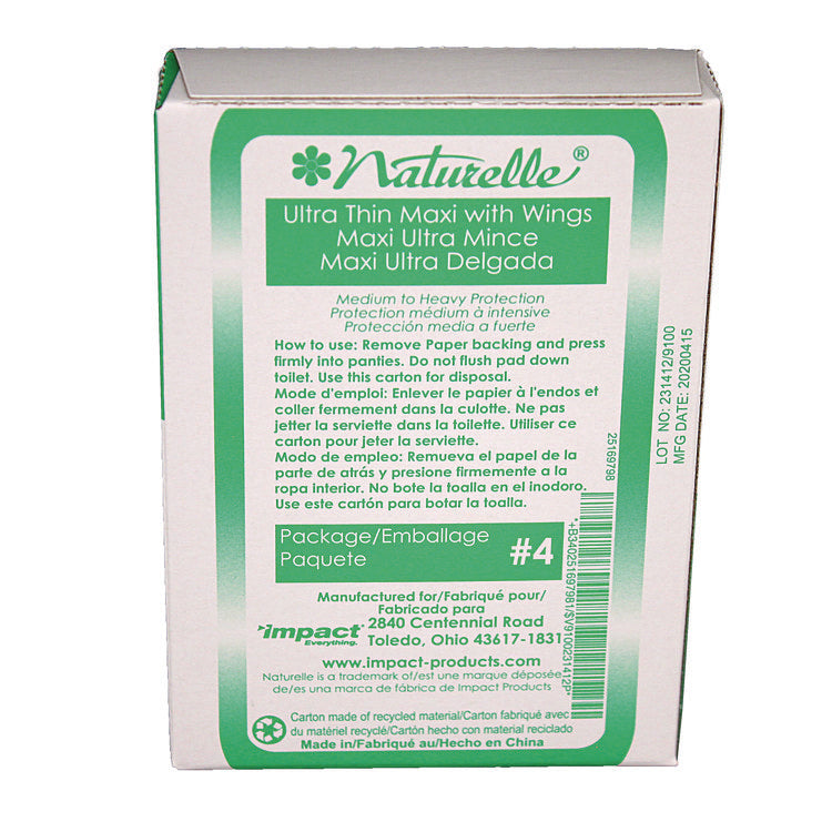 Naturelle Maxi Pads, #4 Ultra Thin With Wings, 200 Individually Wrapped/carton 3