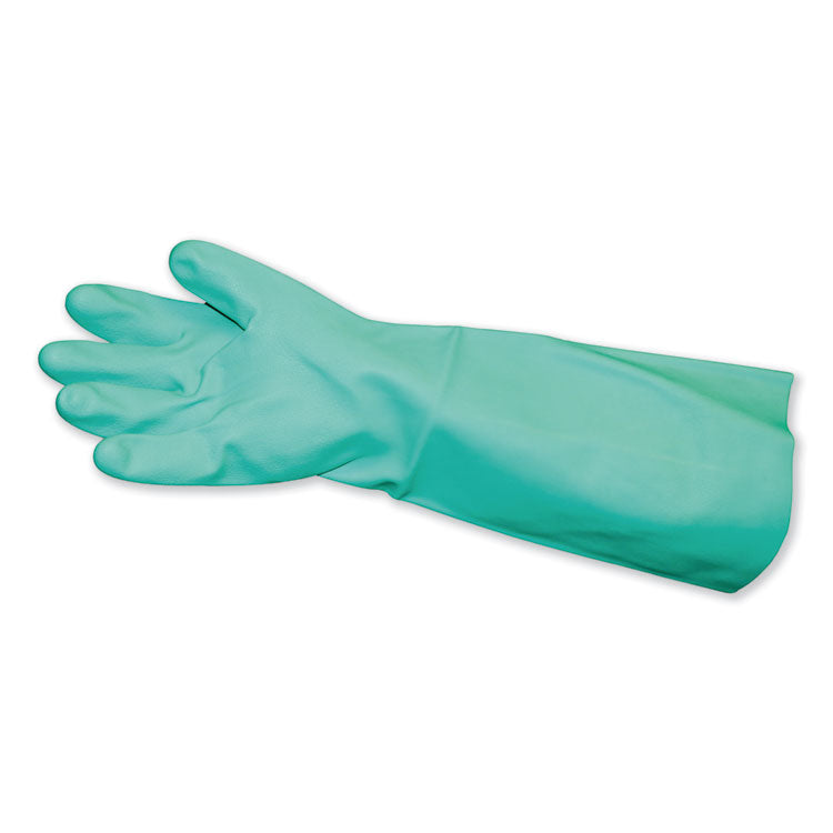 Long-Sleeve Unlined Nitrile Gloves, Powder-Free, Green, Medium, 12 Pair/carton 1