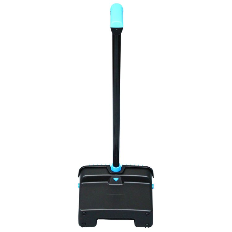 LobbyMaster Plastic Dust Pan, 12.32" Wide, 31.84" Aluminum Handle, Blue/Black, 6/Carton 3