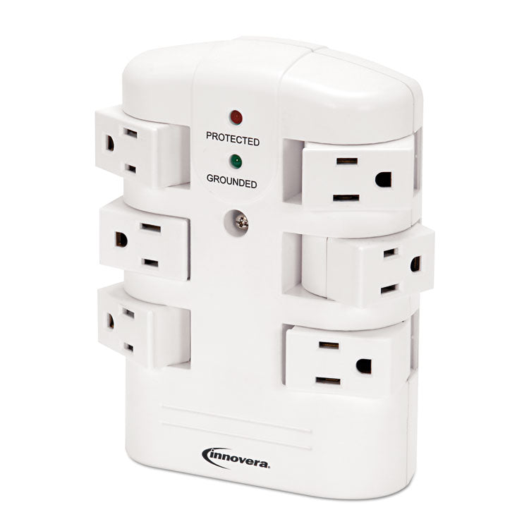 Wall Mount Surge Protector, 6 AC Outlets, 2,160 J, White 1