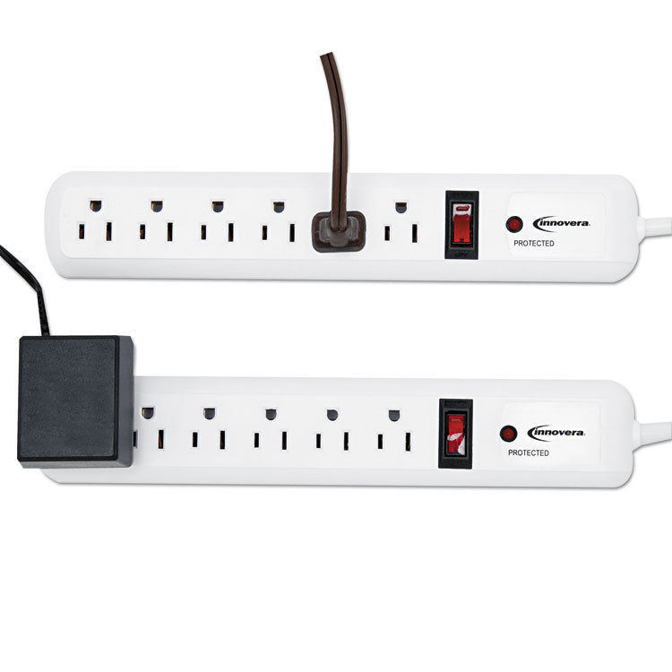 Surge Protector, 6 AC Outlets, 4 ft Cord, 540 J, White, 2/Pack 3