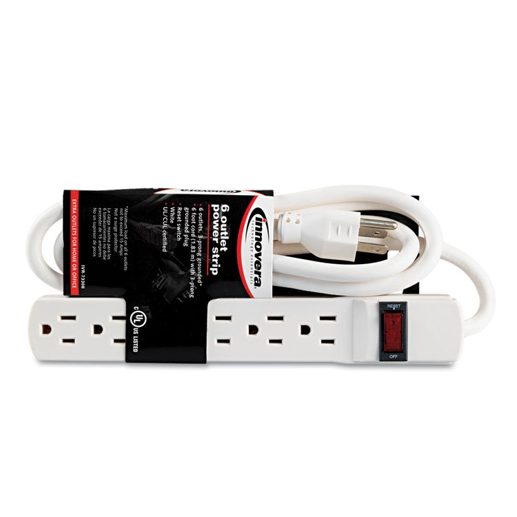 Power Strip, 6 Outlets, 6 ft Cord, Ivory 3