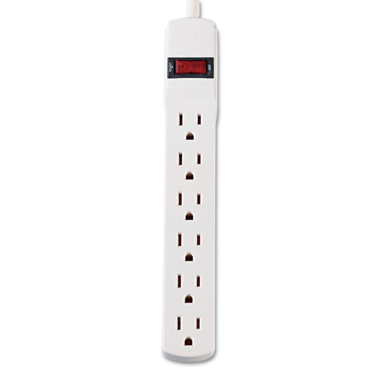 Power Strip, 6 Outlets, 6 ft Cord, Ivory 6