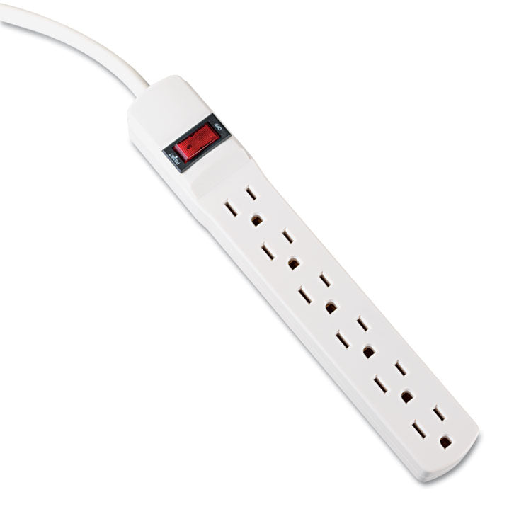 Power Strip, 6 Outlets, 6 ft Cord, Ivory 1