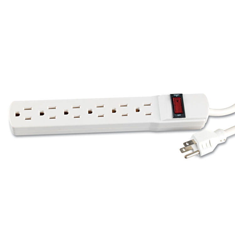 Power Strip, 6 Outlets, 6 ft Cord, Ivory 5